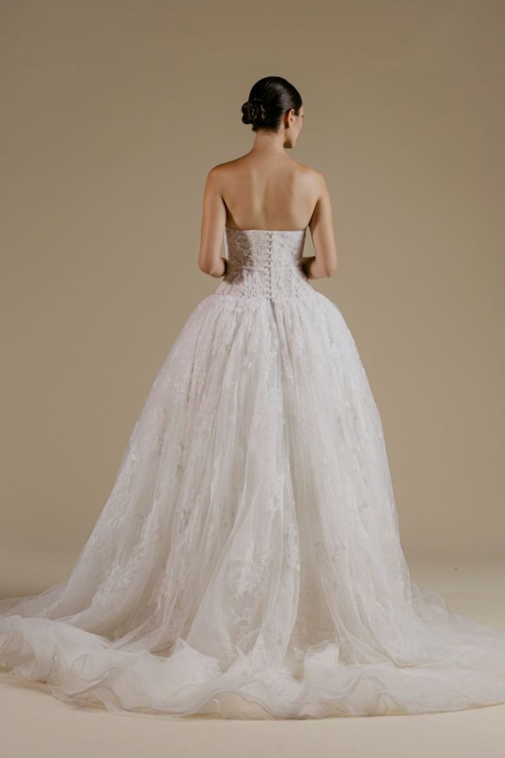 Elegant Drop Waist Ball Gown with Bow Detail by Viola Chan for Kleinfeld — image 4 of 4