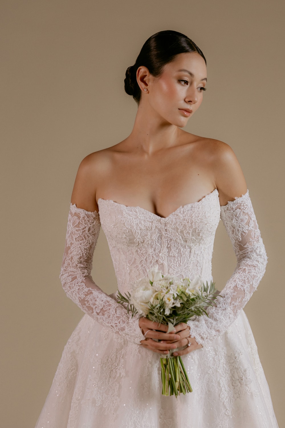 Detailed Sweetheart Ball Gown with Detachable Sleeves by Viola Chan for Kleinfeld β image 4 of 4