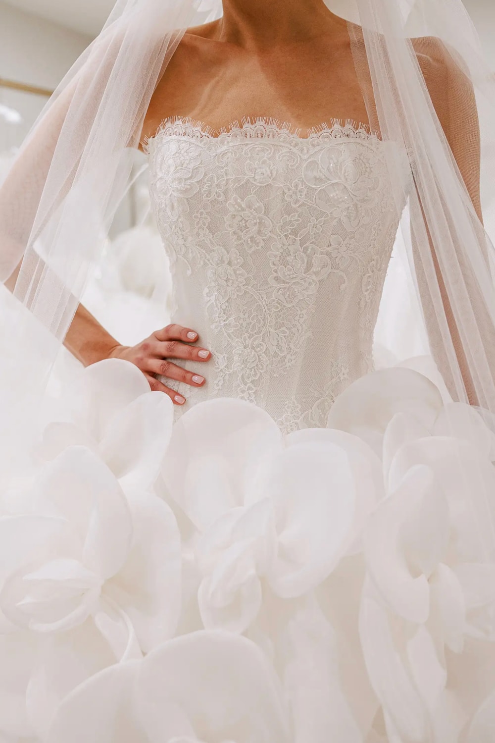 Floral Ball Gown with 3D Floral Skirt and Lace Bodice by Love by Pnina Tornai — image 2 of 3