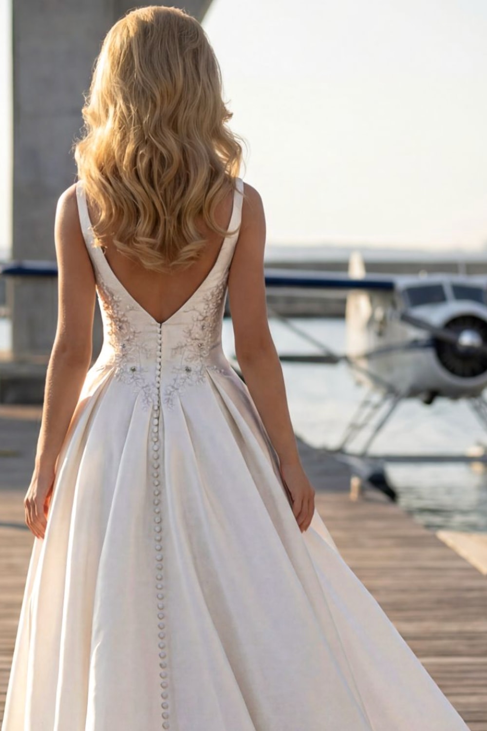 Plus-Size Simple V-Neck Ball Gown with Bodice Details by Randy Fenoli — image 3 of 3