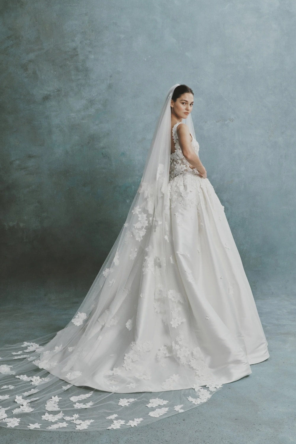 Sleeveless Lace Bodice Ball Gown with Flower Appliqué by Senstudio — image 2 of 2