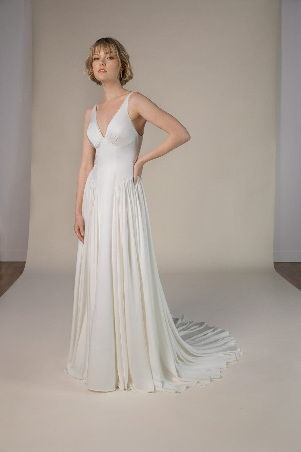 Silk A-Line Wedding Dress With Buttons