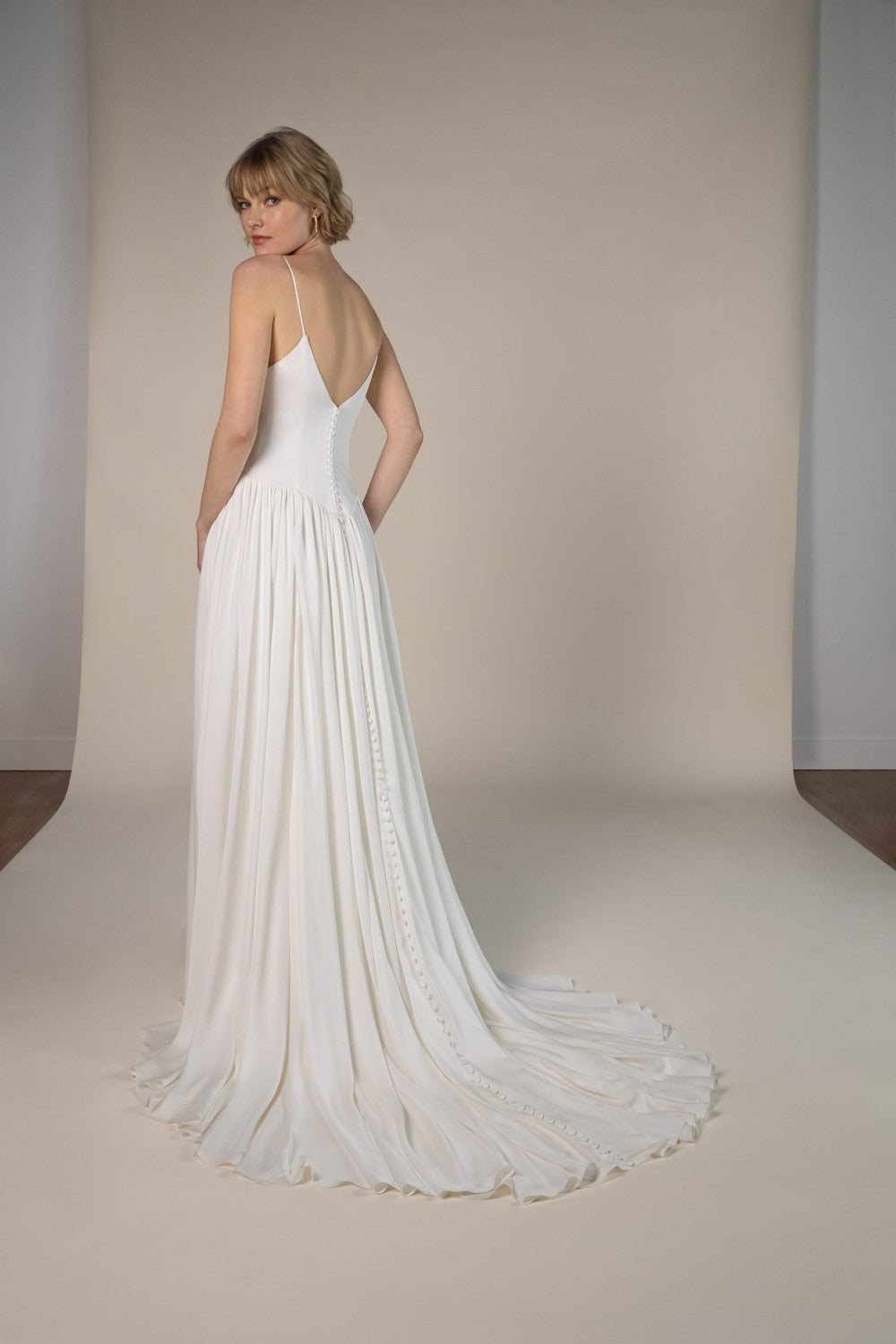 Chic And Vintage A-Line Wedding Dress With Buttons by All Who Wander — image 2 of 2