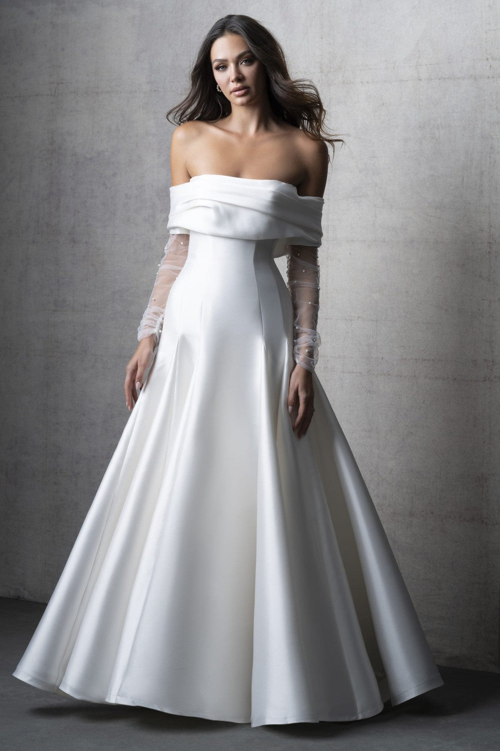 Chic And Timeless Modified A-Line Wedding Dress With Detachable Topper by Allure Bridals — image 2 of 4