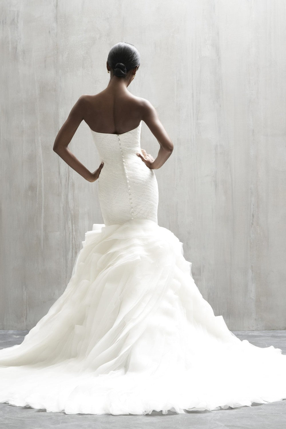 Strapless Mermaid Wedding Dress With Ruffled Skirt And Buttons by Allure Bridals — image 2 of 2
