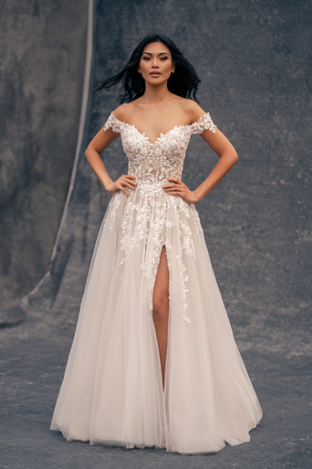 Plus-Size Sexy and Romantic A-line Wedding Dress With Slit by Allure Bridals — image 1 of 2