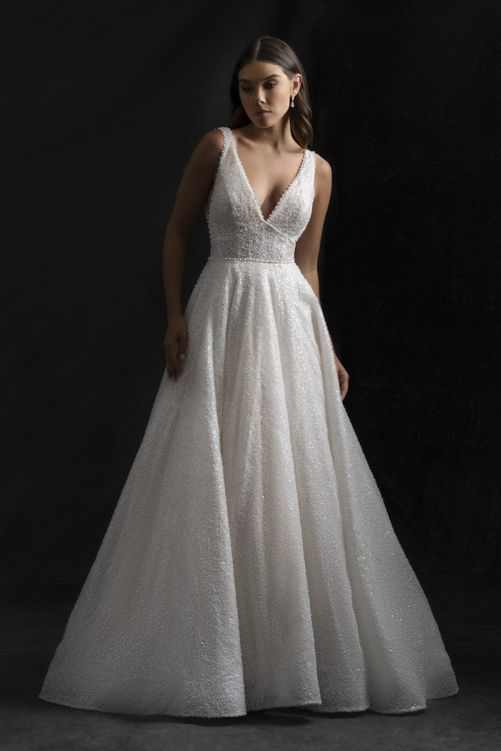 Sparkly Pearl-Embellished A-Line Wedding Dress With Buttons by Allure Bridals — image 1 of 2