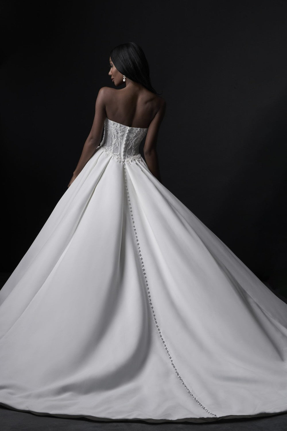 Strapless Lace And Satin Basque-Waist Ball Gown With Buttons by Allure Bridals — image 2 of 2