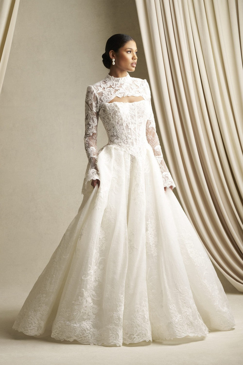 Strapless Lace Ball Gown With Corded Lace Appliqués by Allure Bridals — image 2 of 4