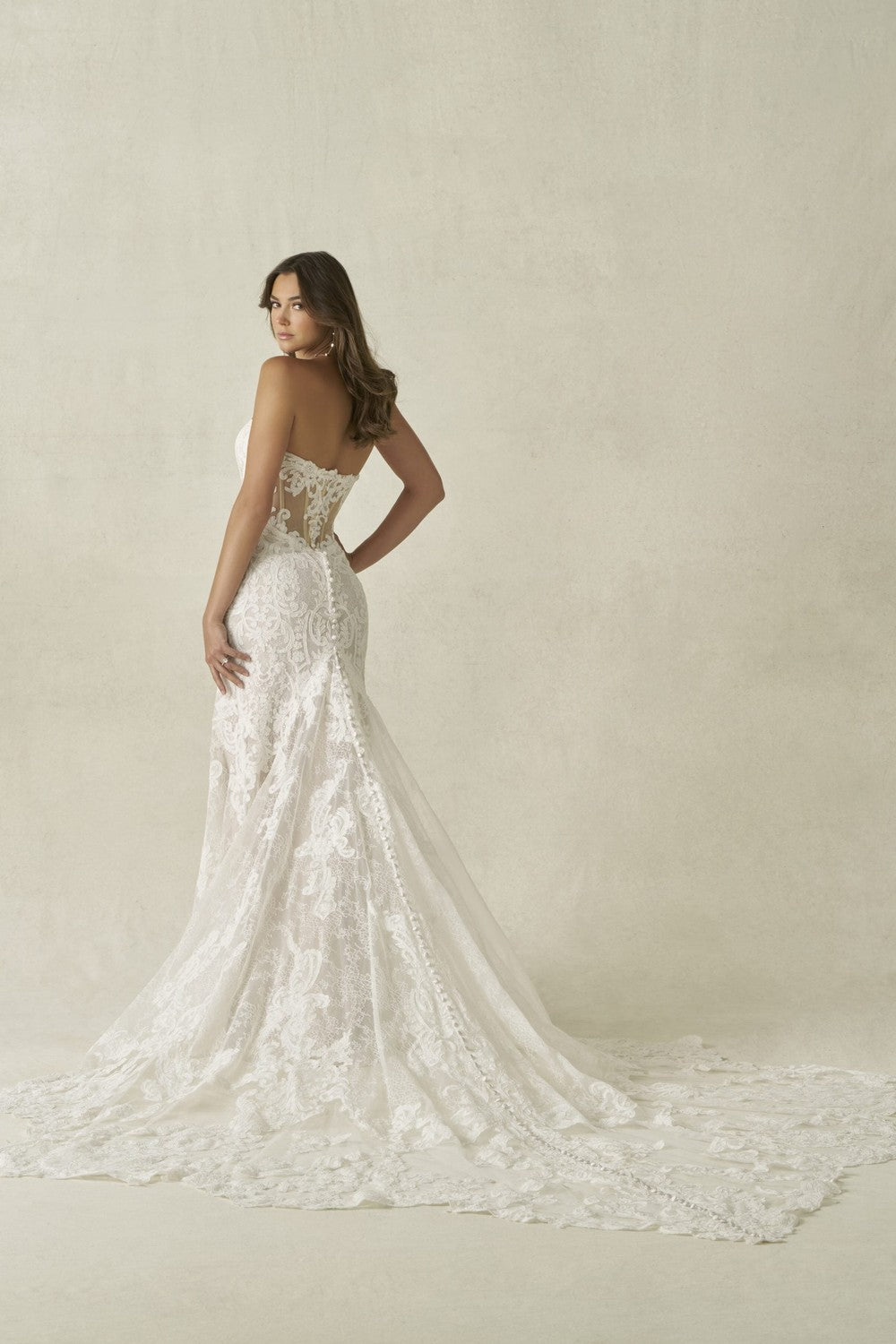 Strapless Lace Sheath Wedding Dress With Basque Waist by Allure Bridals β image 3 of 3