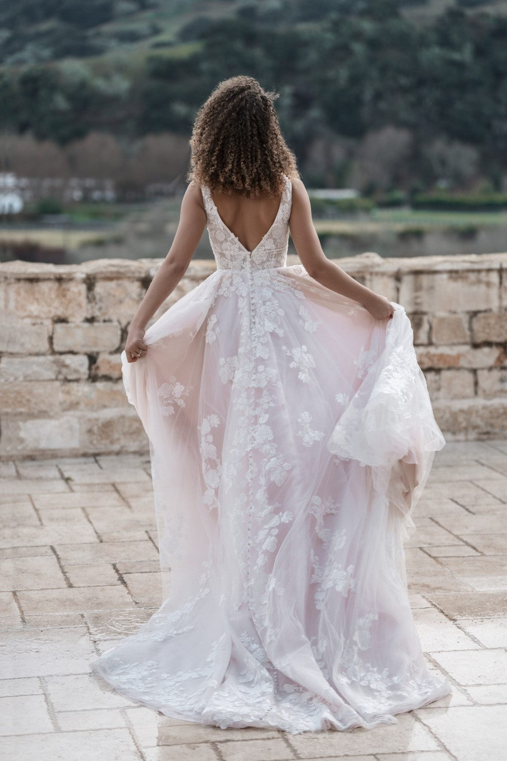 Whimsical Lace A-Line Wedding Dress With Open Back And Buttons by Allure Bridals — image 2 of 2