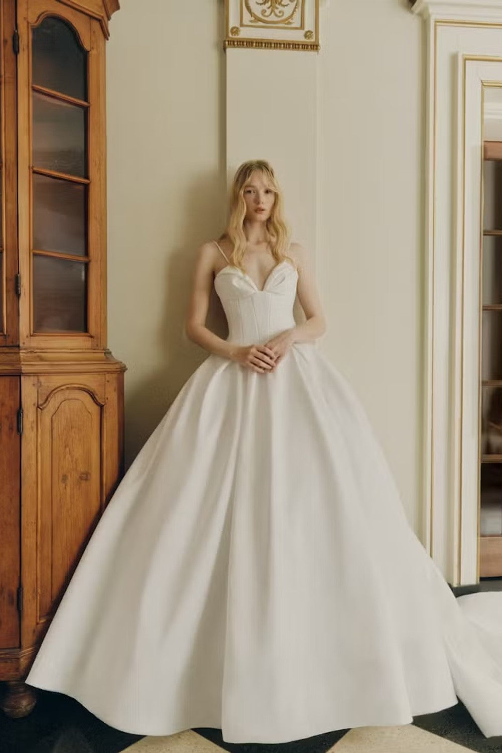 Chic And Modern V-Neck Ball Gown With Bow And Buttons by Alyne by Rita Vinieris — image 1 of 2