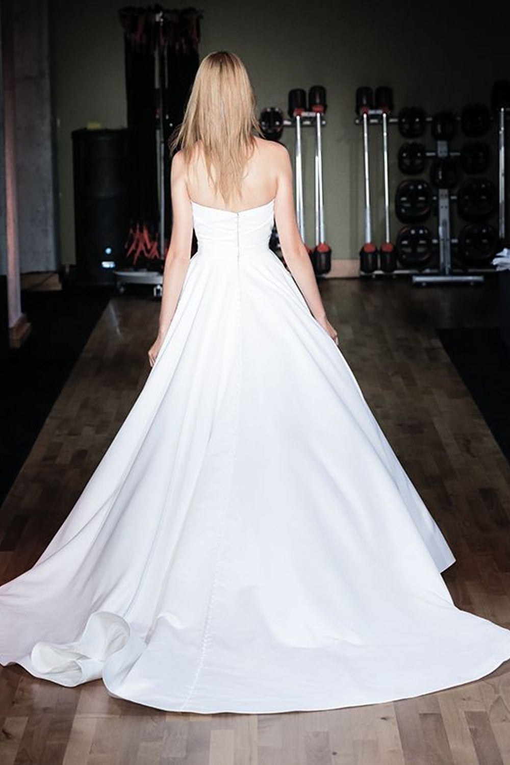 Chic and Modern Satin A-Line Wedding Dress With Buttons by Alyne by Rita Vinieris — image 2 of 2