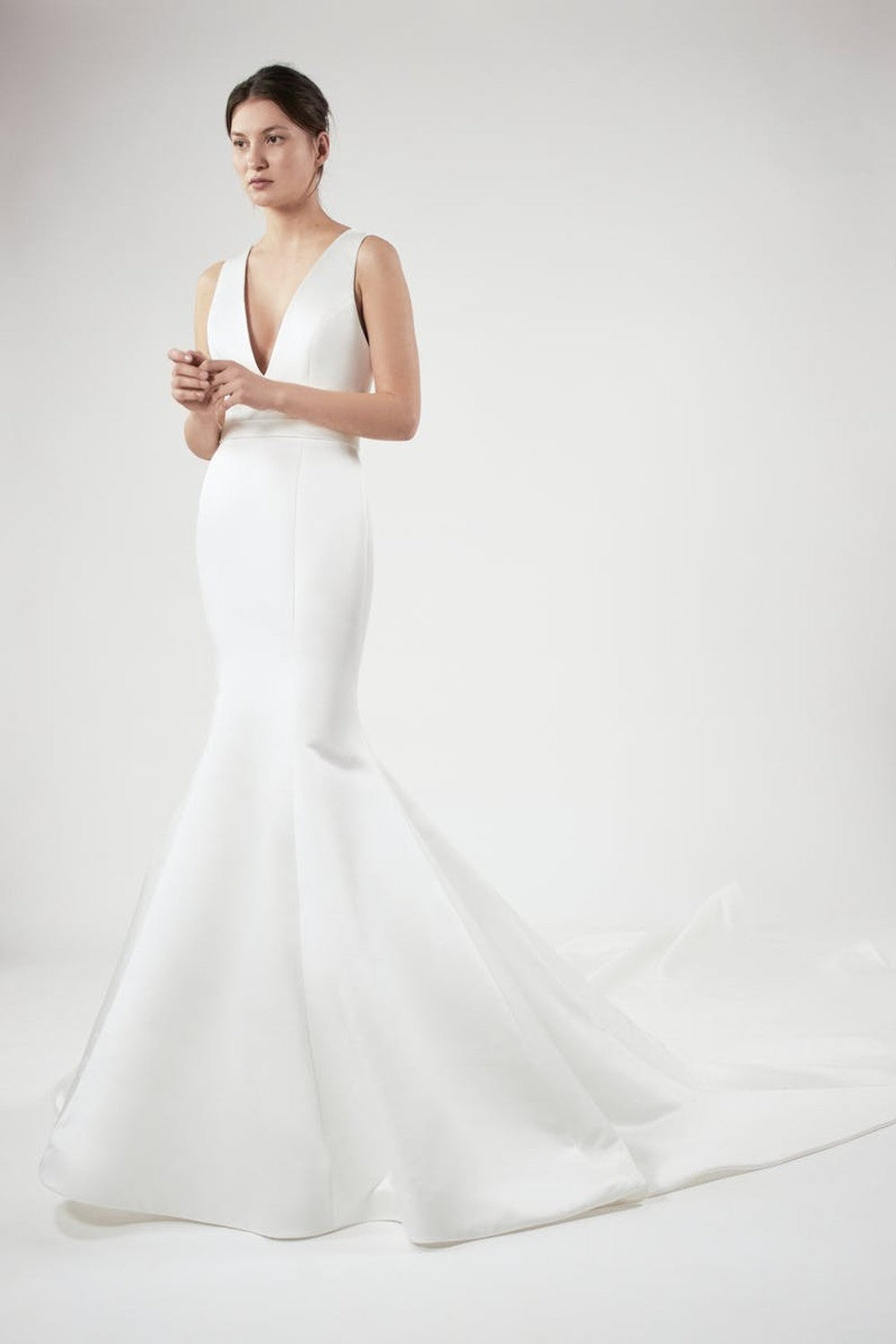 Sleeveless V-neckline Fit And Flare Wedding Dress With Low Open Back by Alyne by Rita Vinieris — image 1 of 2