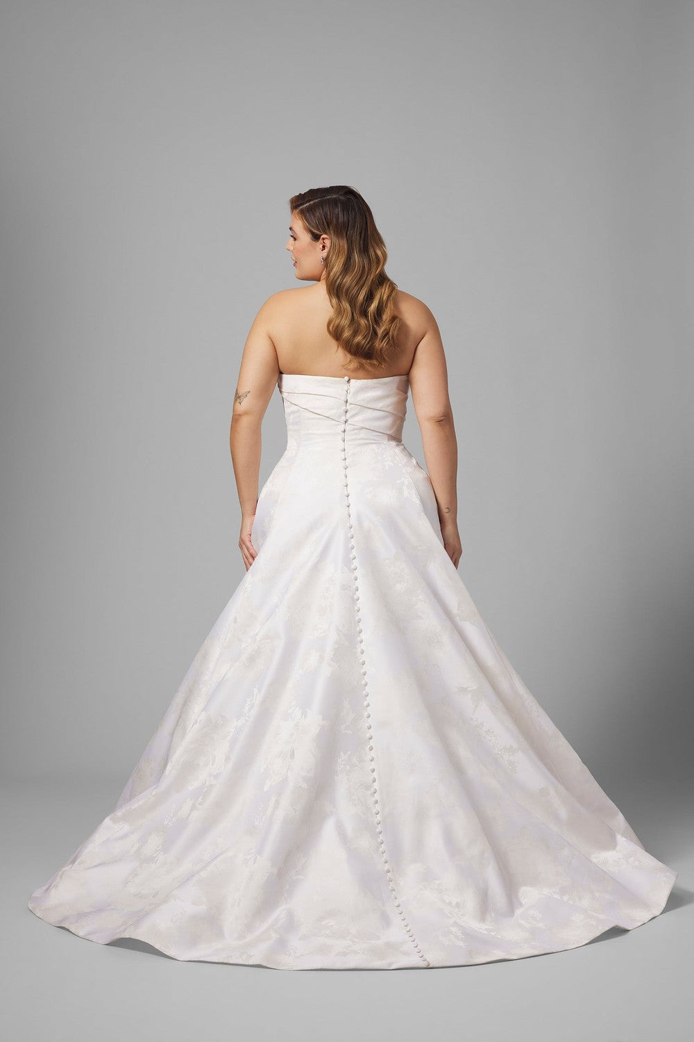 Plus-Size Strapless Peony-Printed Satin A-Line Wedding Dress by Anne Barge — image 2 of 4