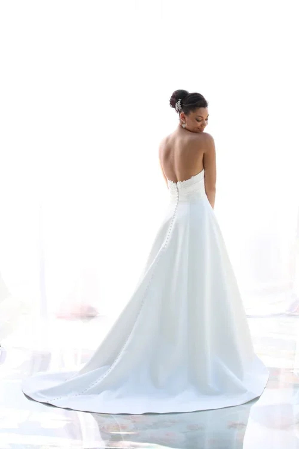 Plus-Size Satin A-Line Wedding Dress With Lace Details And Buttons by Augusta Jones — image 2 of 2