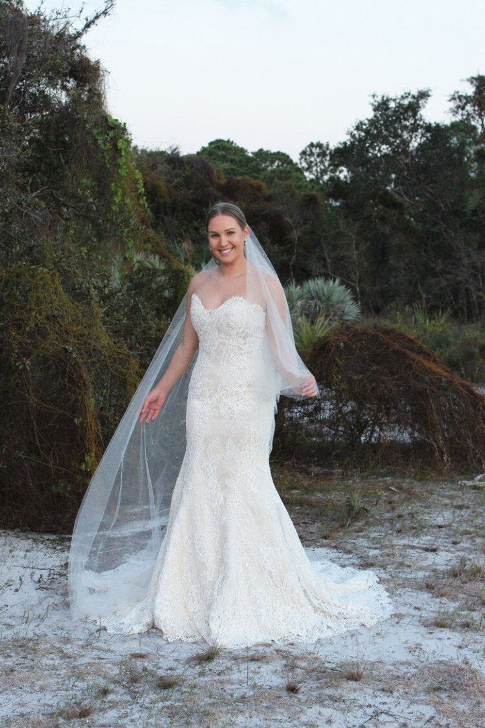 Strapless Sweetheart Neckline Lace Fit And Flare Wedding Dress by Augusta Jones — image 2 of 2