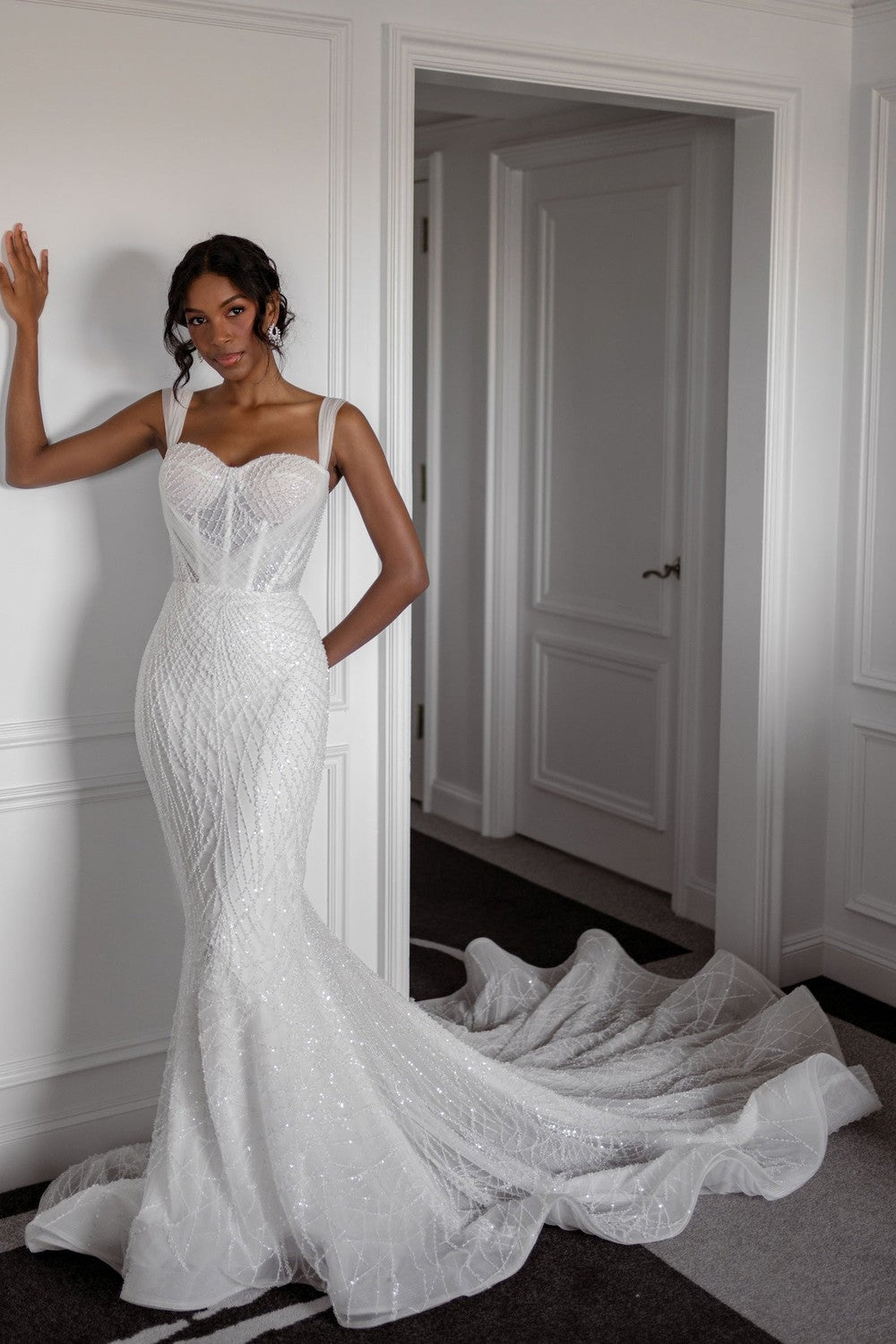 Plus-Size Chic And Modern Embellished Fit-and-Flare Wedding Dress by Blanche Bridal — image 1 of 2