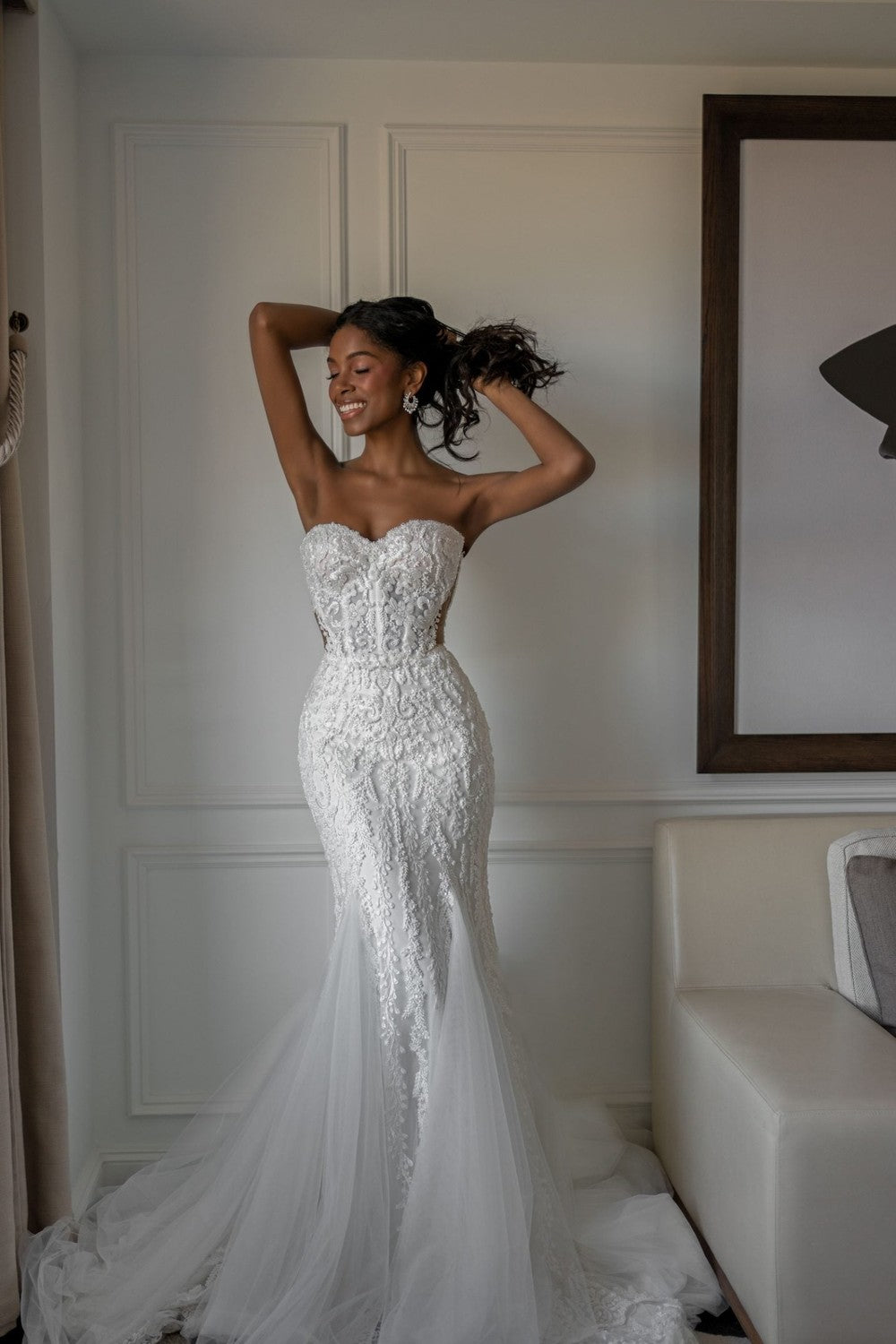 corset beaded wedding dress Beaded Striking Fit-and-Flare Dress
