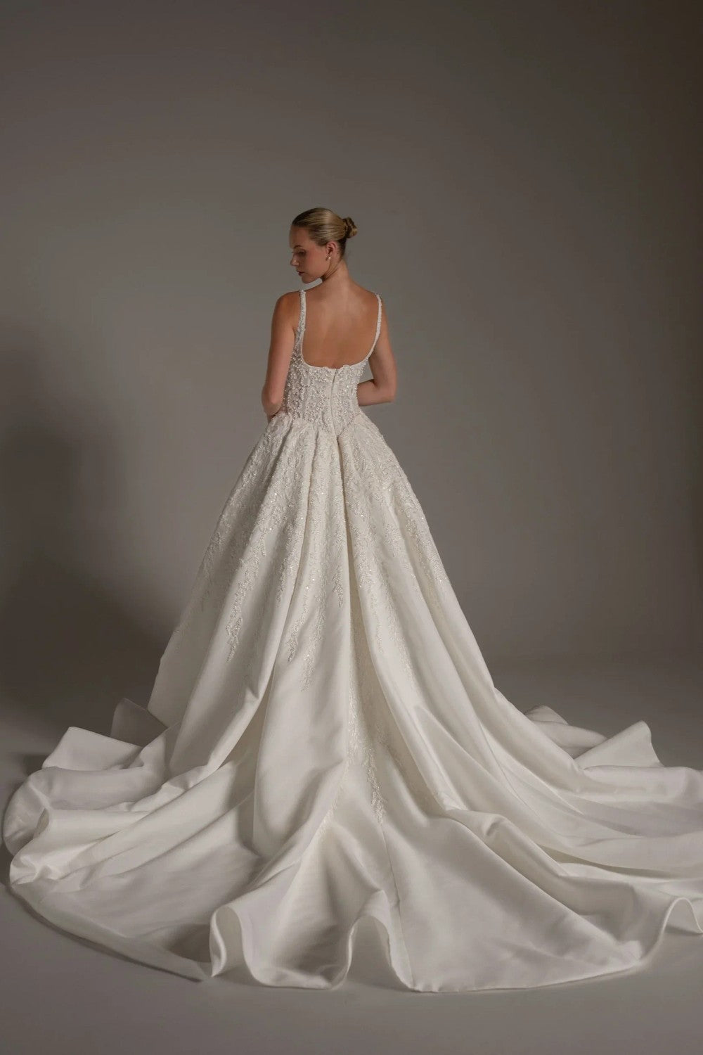 Dramatic Beaded Ball Gown With Basque Waist by Blanche Bridal — image 4 of 4