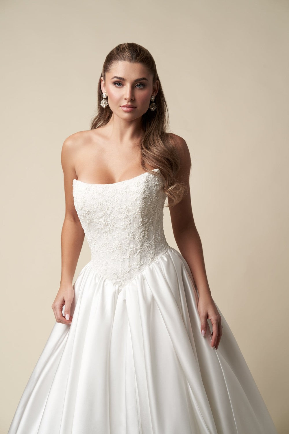 Strapless Basque-Waist Ball Gown With Buttons by Danielle Caprese — image 2 of 3