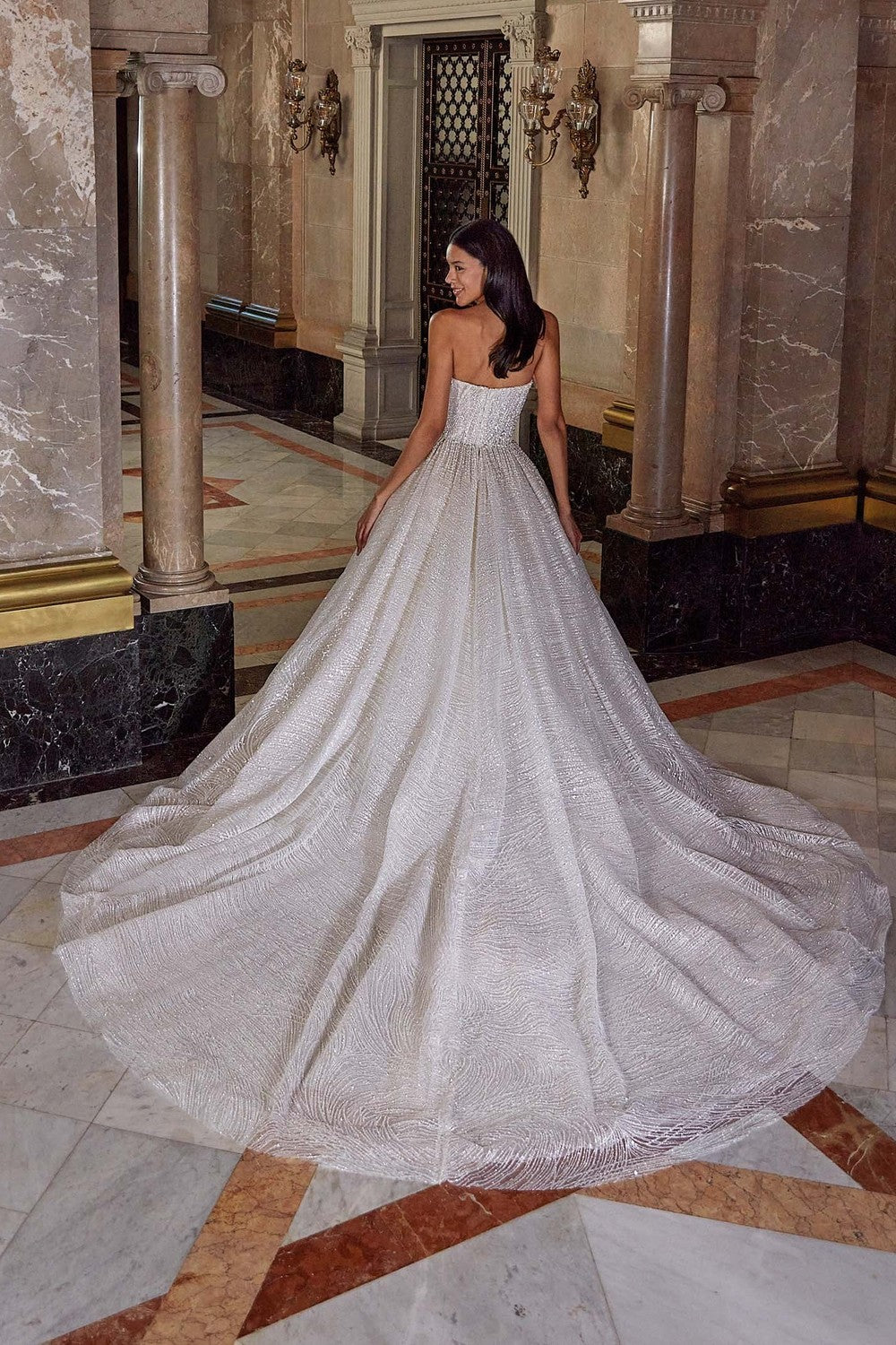 Celestial Beaded Tulle Ball Gown With Detachable Cape by Demetrios — image 2 of 2
