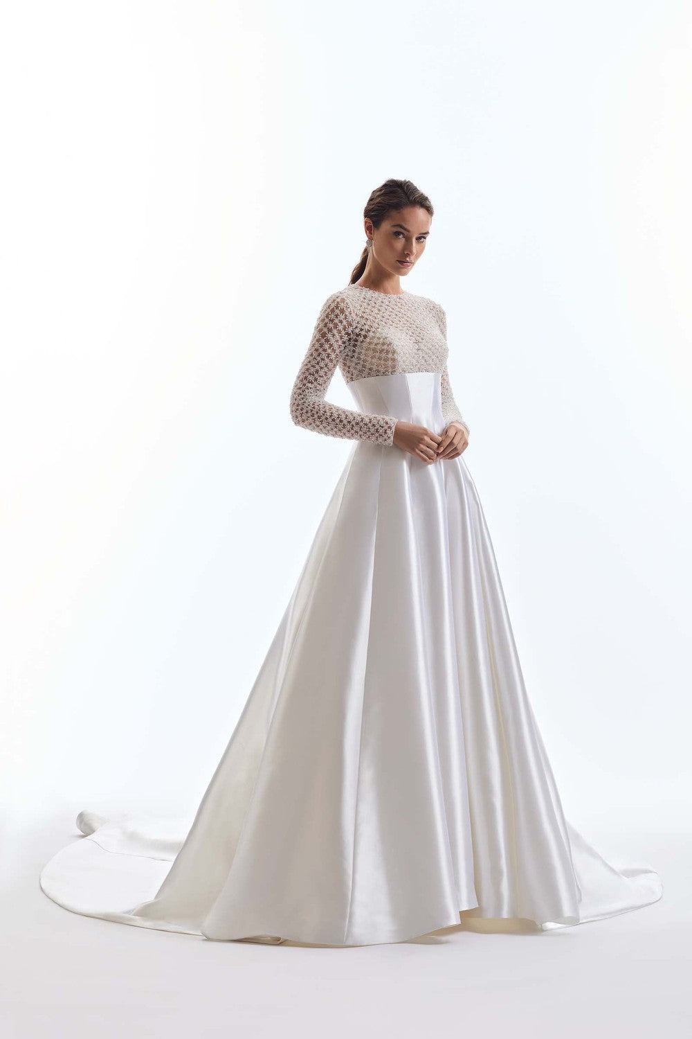 off the shoulder asymmetrical dress Modern Long Sleeve A-Line Wedding Dress