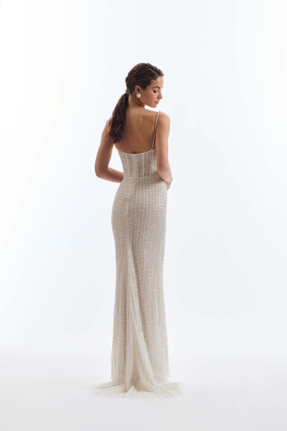 Fully-Embellished Sheath Wedding Dress With Detachable Bow Cape by Demetrios — image 2 of 3