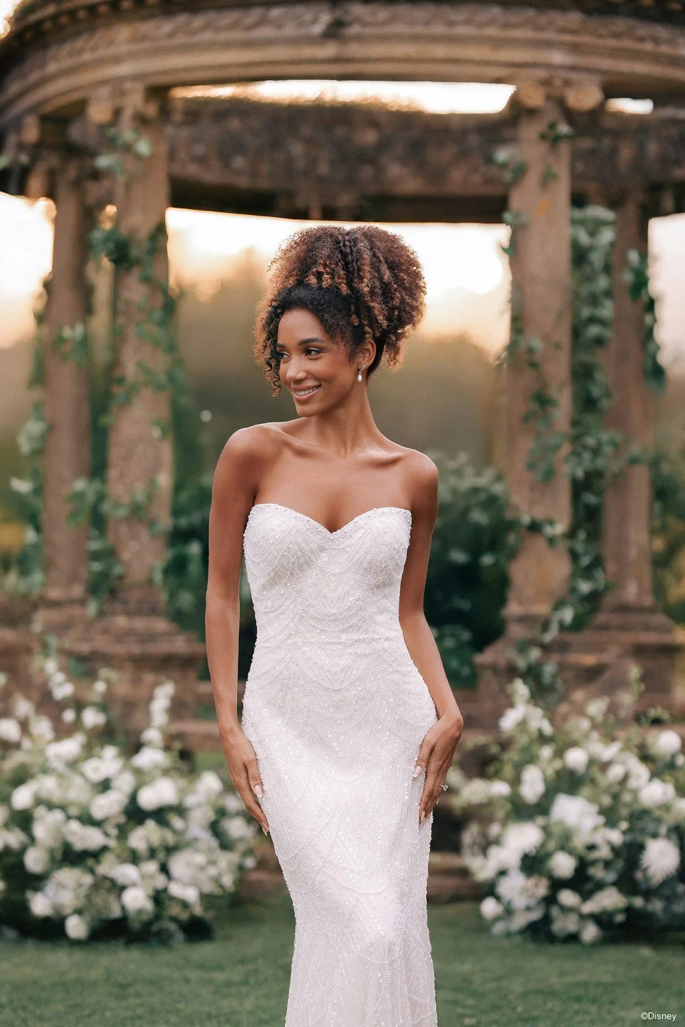 Beaded Sheath Wedding Dress with Cape by Disney Fairy Tale Weddings Collection — image 3 of 5