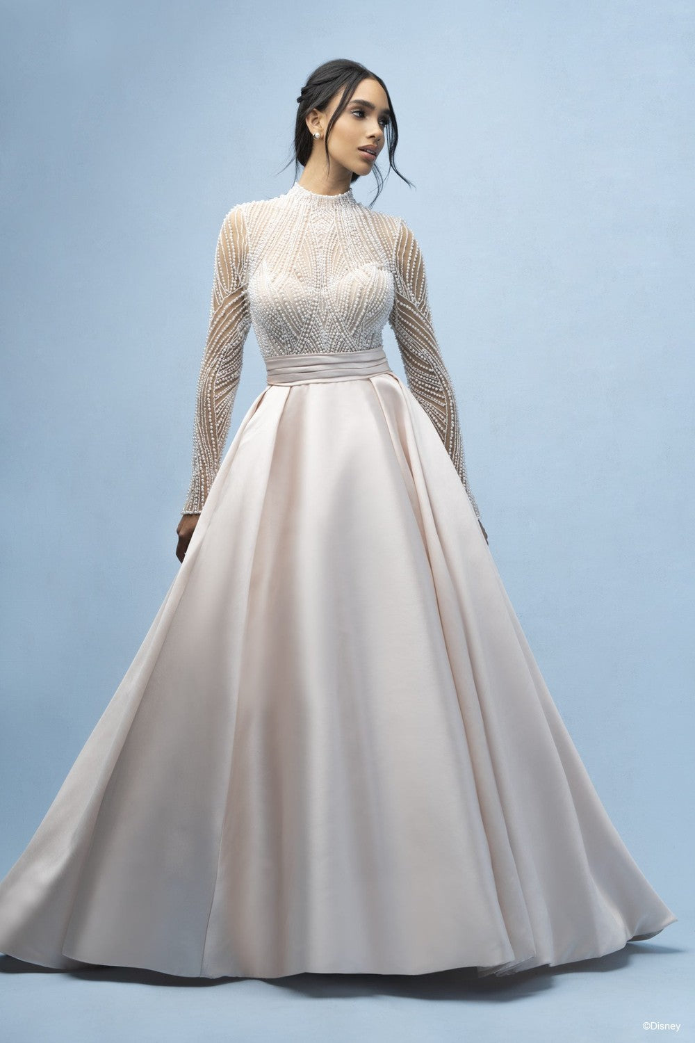 High-Neck Long Sleeve Embellished Ball Gown With Buttons by Disney Fairy Tale Weddings Collection — image 2 of 2