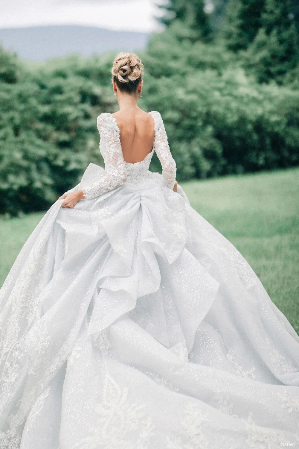 Plus-Size Sparkly Tulle Long-Sleeve Ball Gown by Disney Fairy Tale Weddings Collection — image 2 of 4