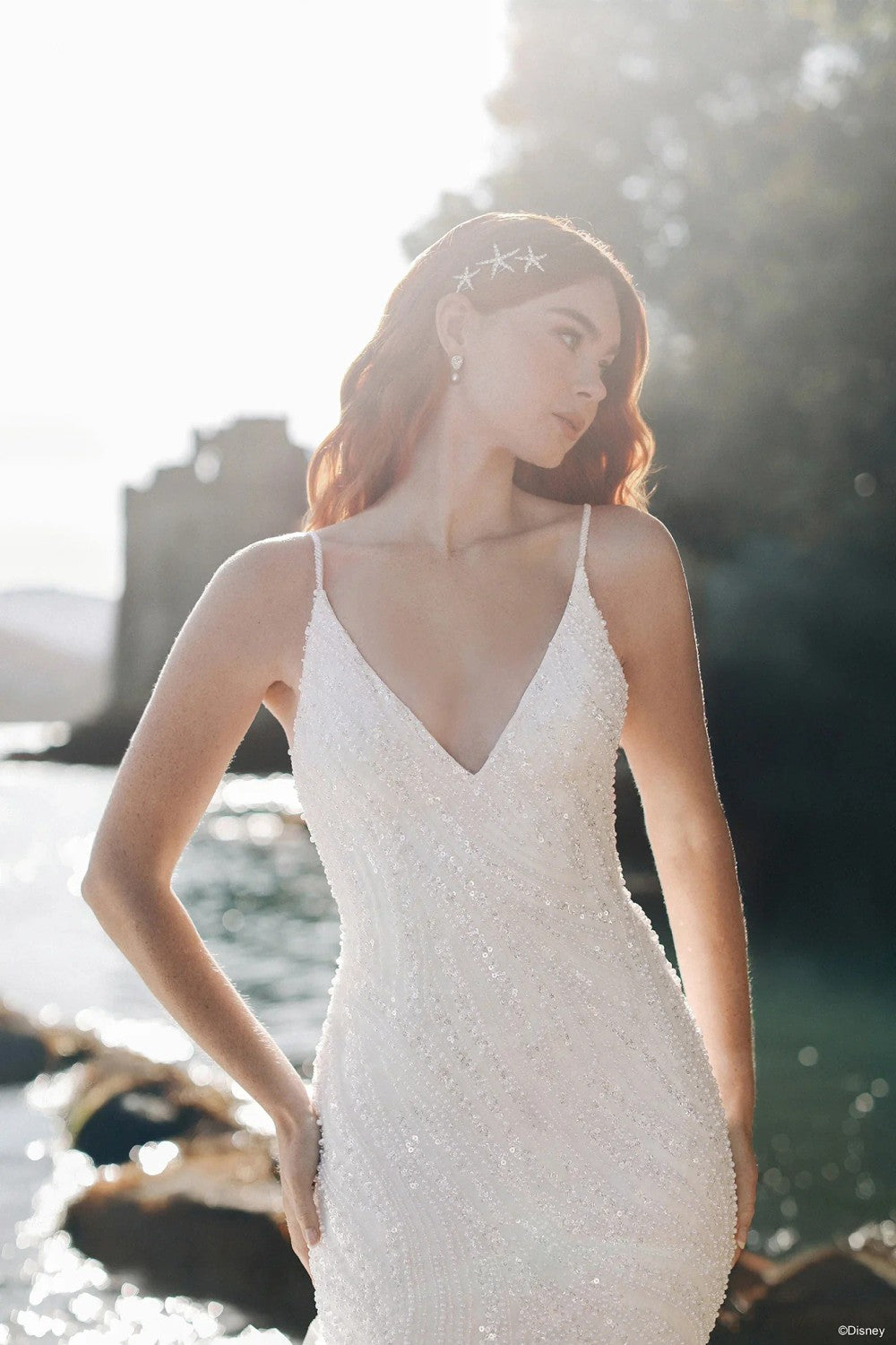 Shimmering Fit-And-Flare Wedding Dress With Ruffled Tulle Skirt by Disney Fairy Tale Weddings Collection β image 3 of 4
