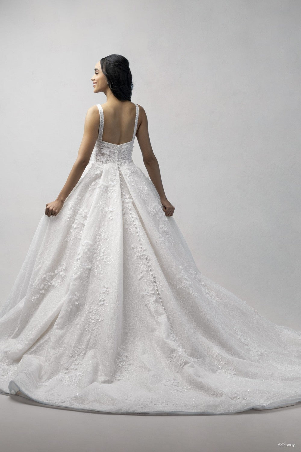 Square-Neck Embellished Lace Ball Gown With Buttons by Disney Fairy Tale Weddings Collection — image 2 of 2