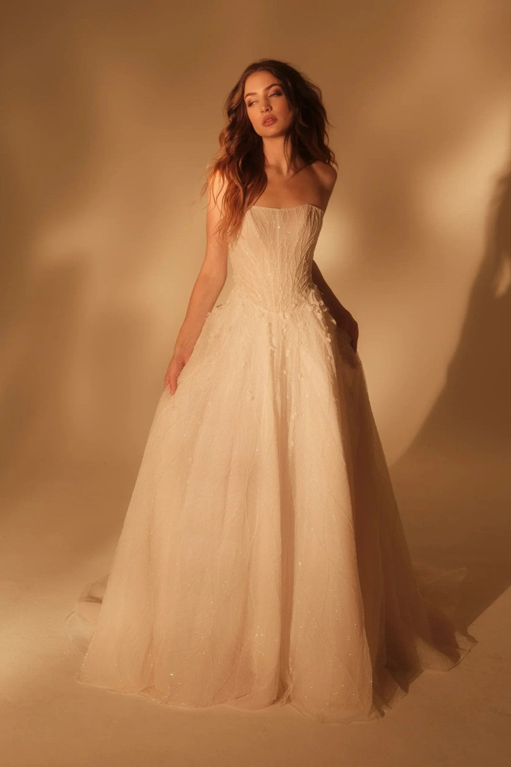 Ethereal And Romantic Embellished Tulle A-Line Wedding Dress by Enaura Bridal — image 1 of 3