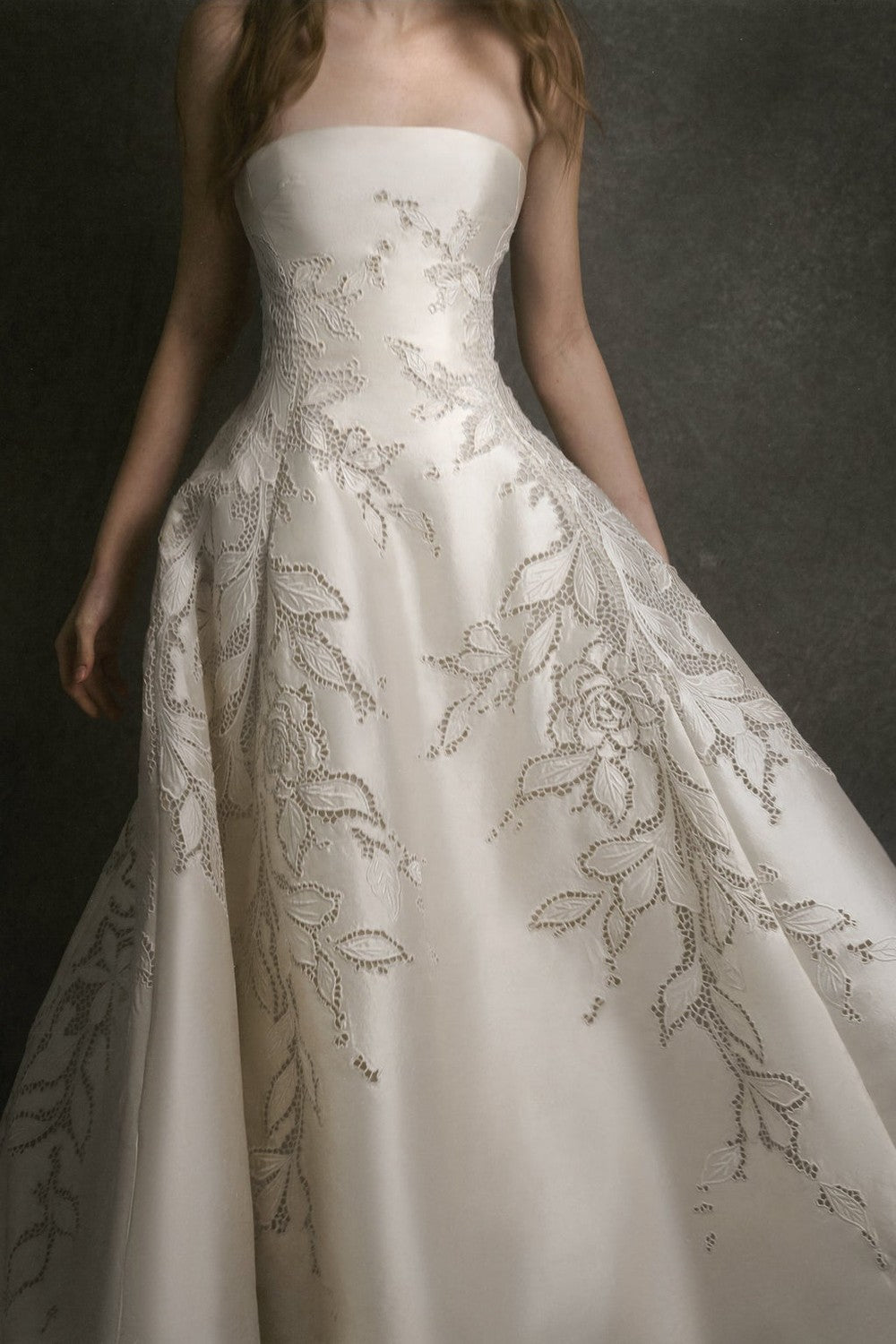 Luxurious Strapless A-Line Wedding Dress With Hand-Cut Embroidery by Enaura Bridal — image 2 of 4