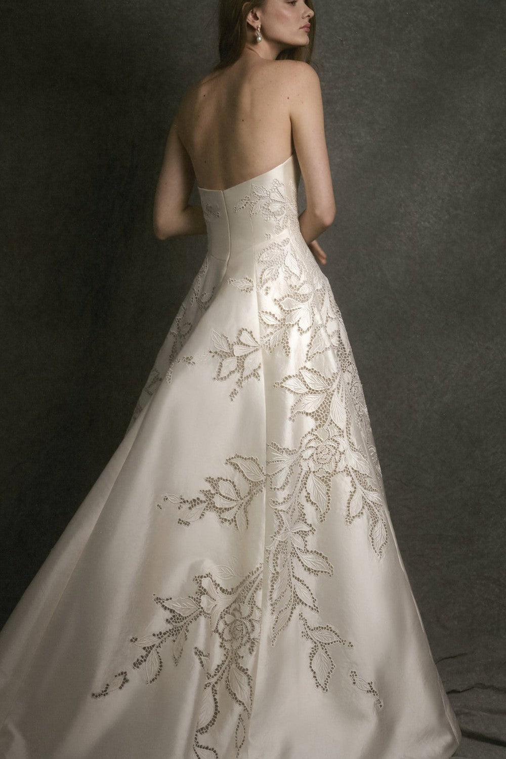 Luxurious Strapless A-Line Wedding Dress With Hand-Cut Embroidery by Enaura Bridal — image 4 of 4