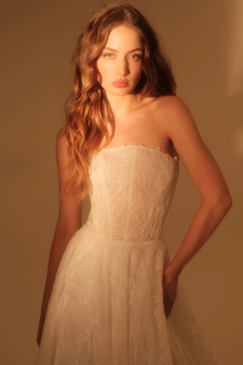 Romantic And Ethereal Floral-Embroidered Tulle A-Line Wedding Dress by Enaura Bridal — image 2 of 3