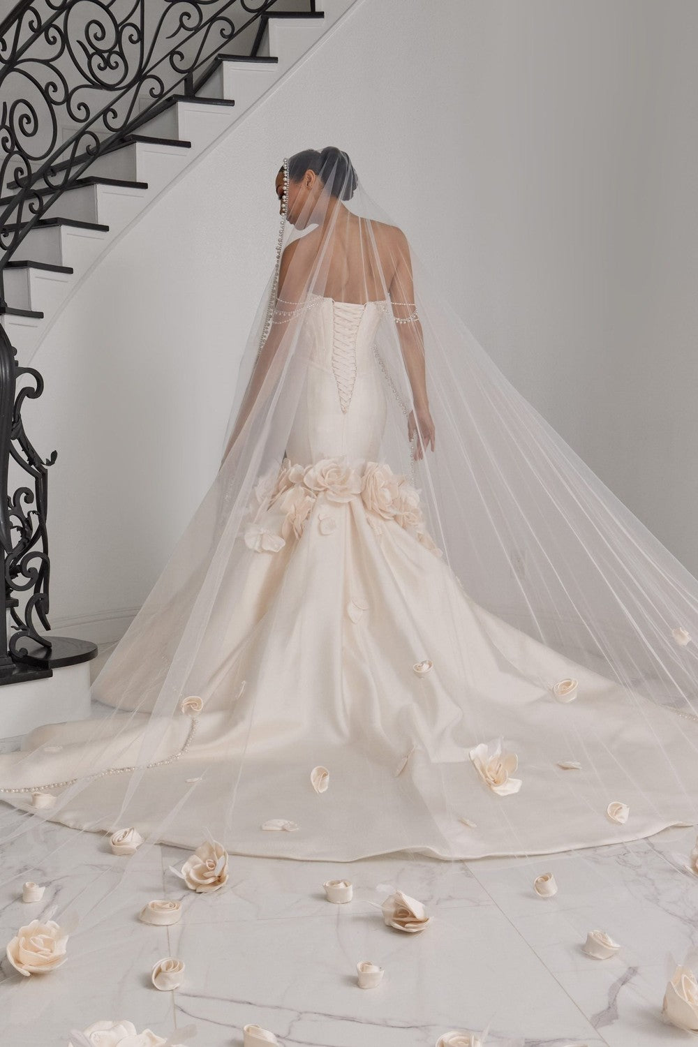 Embellished Silk Mermaid Wedding Dress With 3D Florals by Esé Azénabor — image 2 of 2