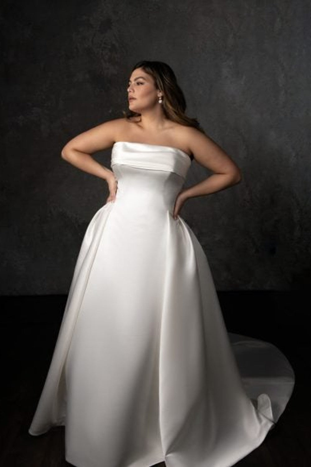 Plus-Size Strapless Jacquard Ball Gown With Buttons by Essense of Australia β image 3 of 4