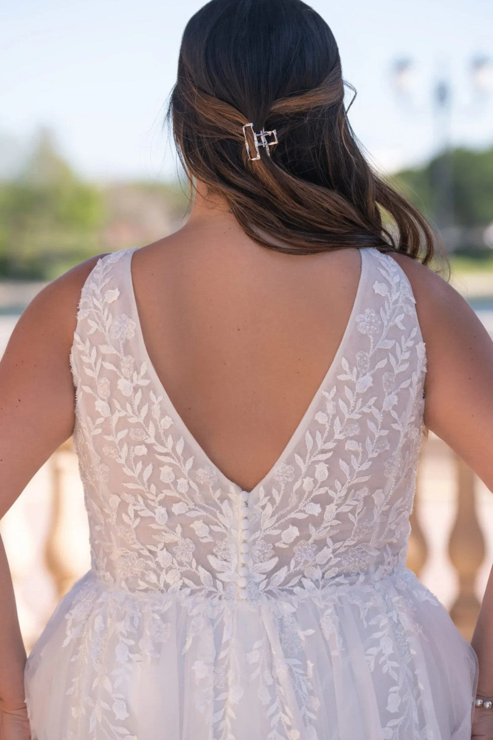Plus-Size Boho Tulle A-Line Wedding Dress With Open Back by Essense of Australia — image 2 of 2