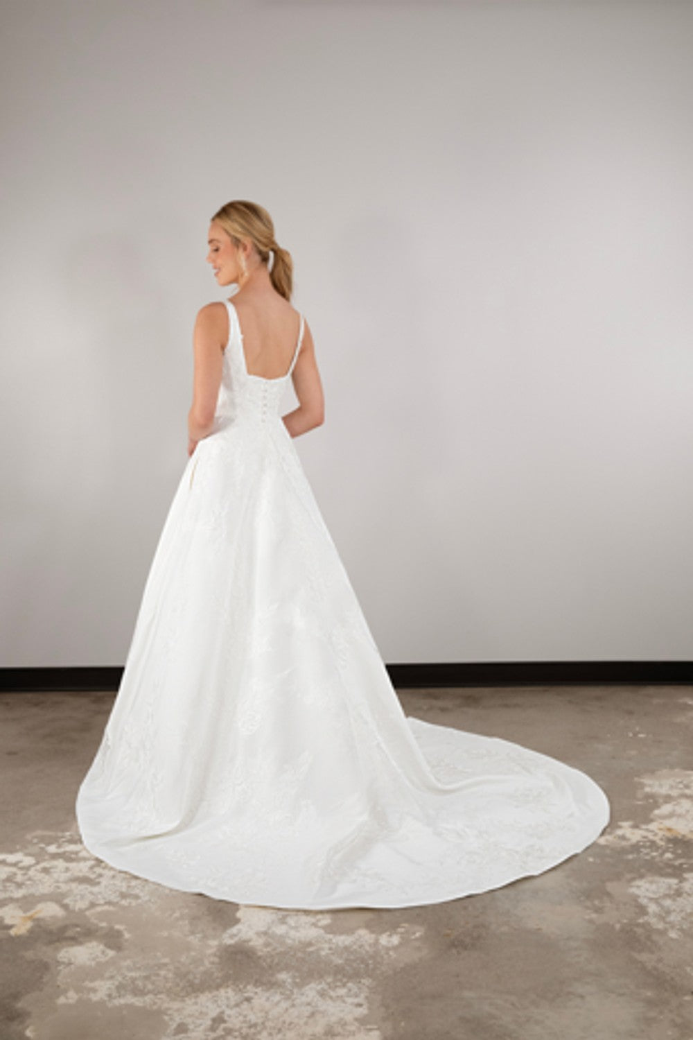 Classic Scoop Square Neck Gown With Detailed Embroidery by Essense of Australia — image 2 of 2