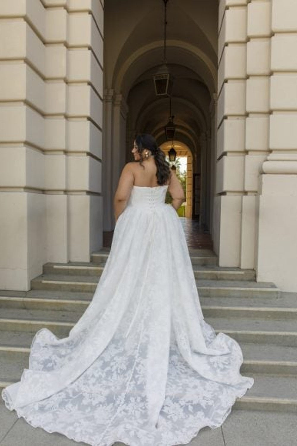 Plus-Size Romantic Floral-Embossed Organza Ball Gown by Essense of Australia — image 2 of 2