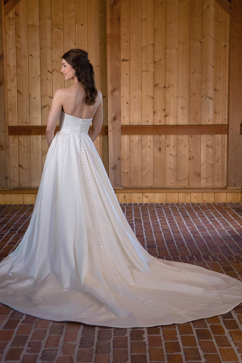 Strapless Elegant Fit-and-Flare Wedding Dress With Detachable Skirt by Essense of Australia — image 2 of 2