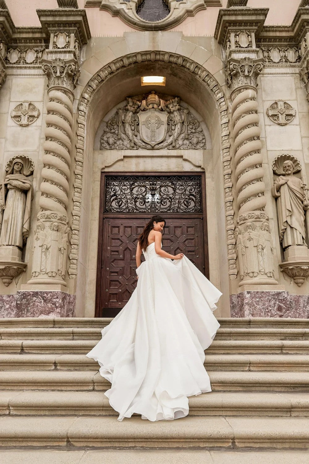 Strapless Silk Organza Ball Gown With Slit And Buttons by Essense of Australia — image 2 of 2