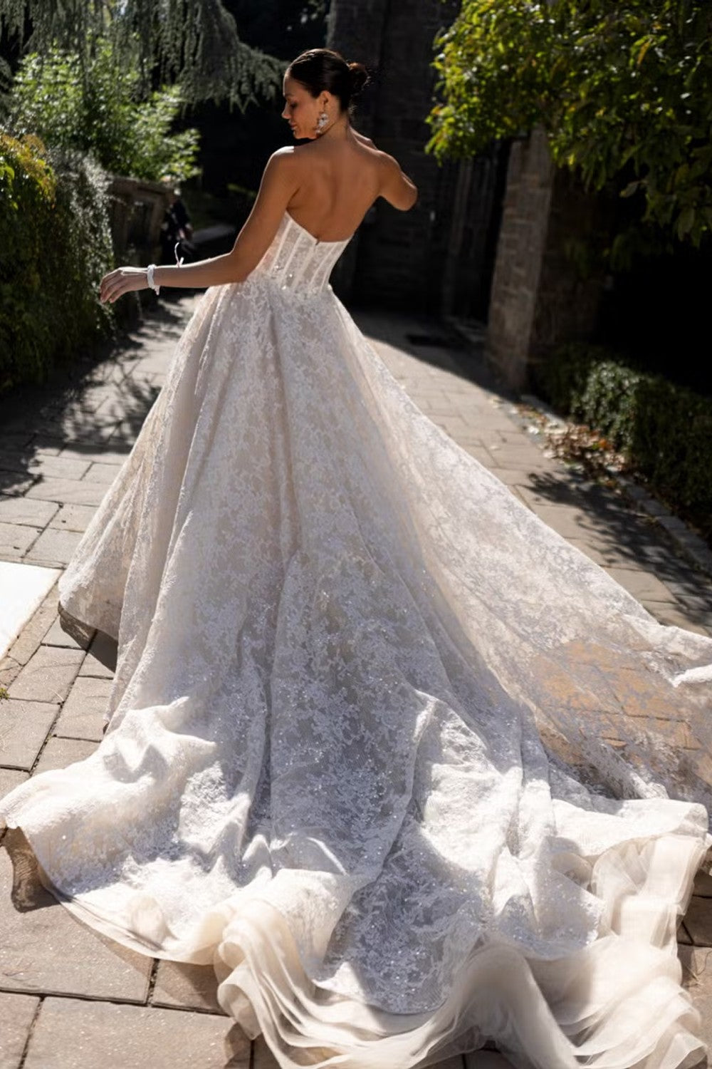 Sparkly Lace Basque-Waist Ball Gown by Eve of Milady — image 2 of 2