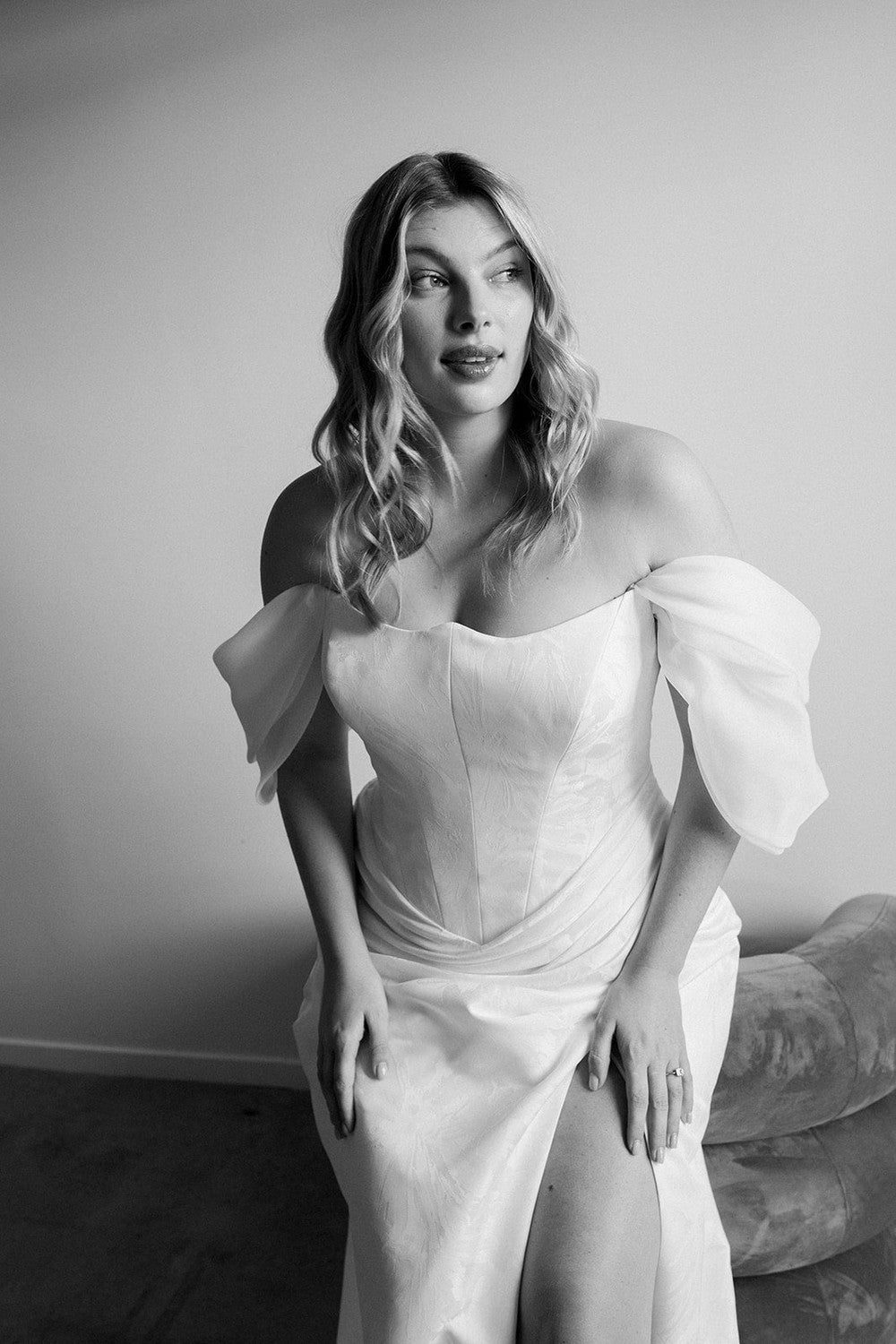 Sculpted Sheath Gown With Detachable Sleeves by Hera Couture — image 1 of 4