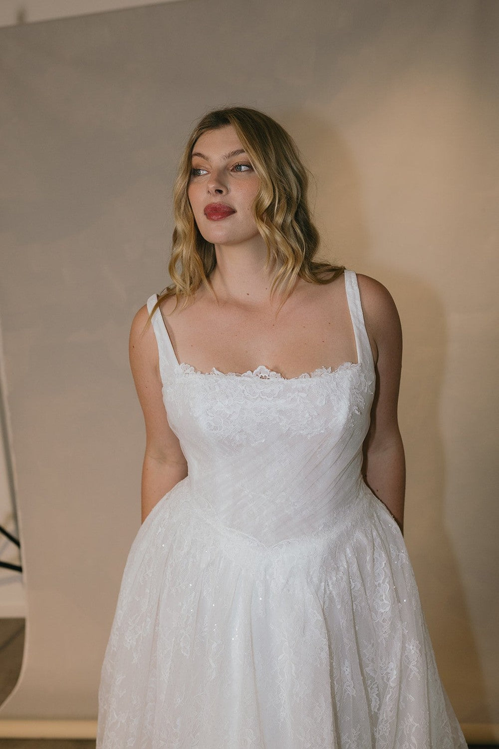 Sparkle Lace A‑Line Gown With Pleated Tulle And Square Neckline by Hera Couture — image 2 of 4