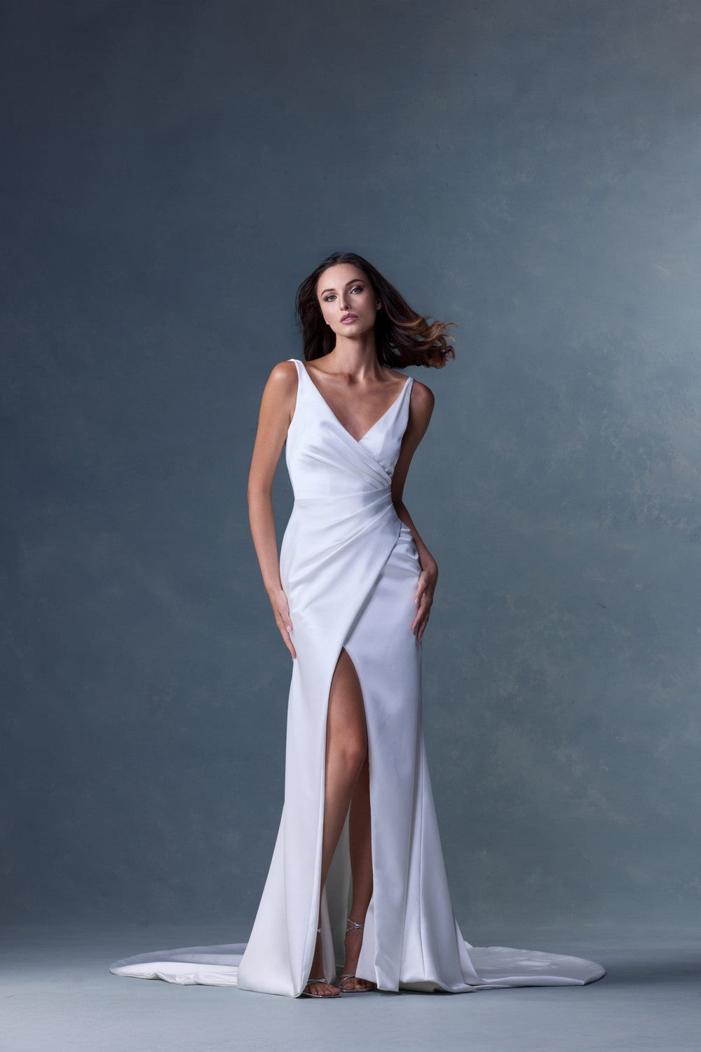 Chic And Simple V-Neck Silk Sheath Wedding Dress With Open Back