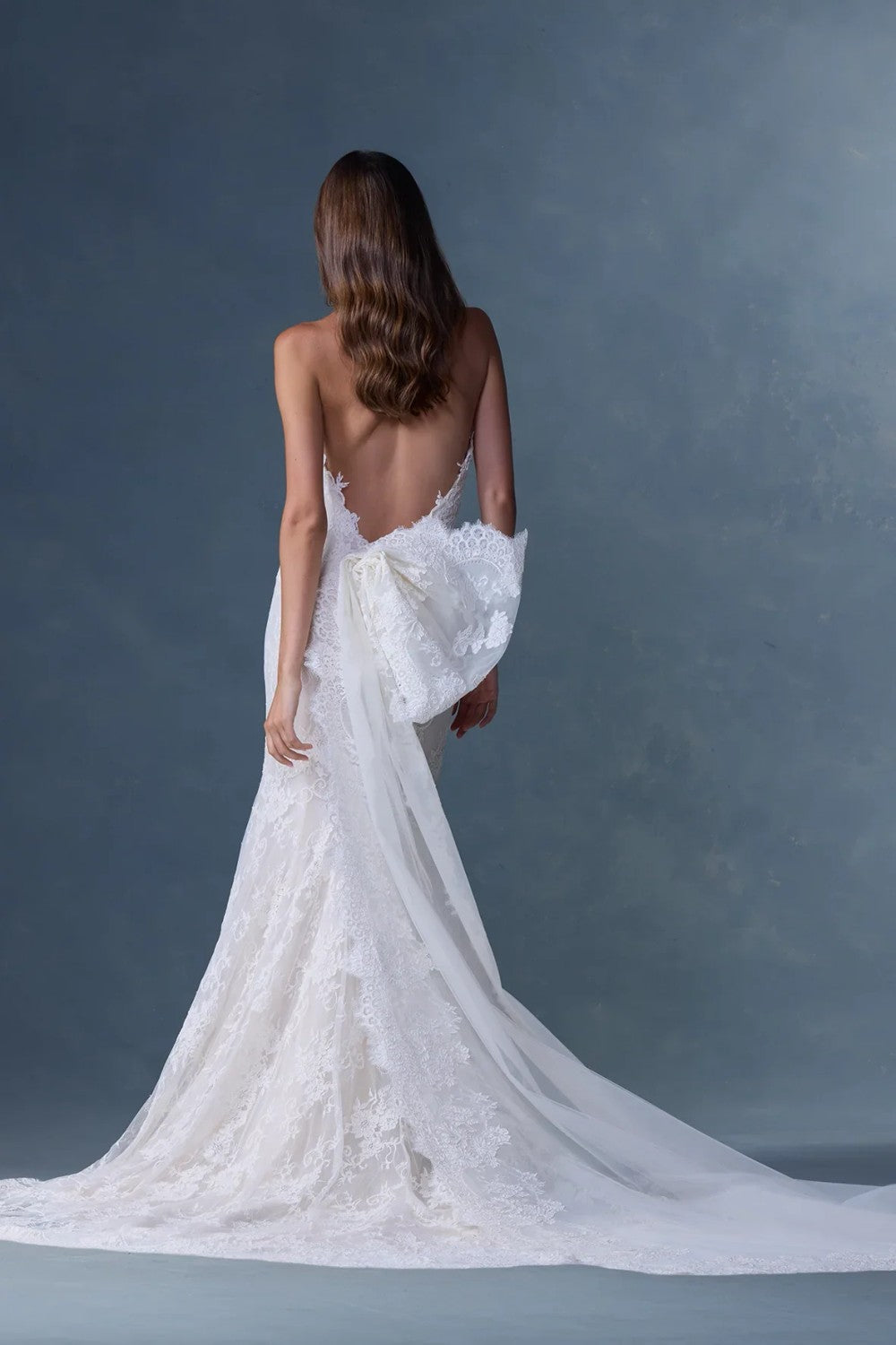 Lace Strapless Fit-and-Flare Gown With Bow Detail by Heritage by Ines Di Santo — image 2 of 2