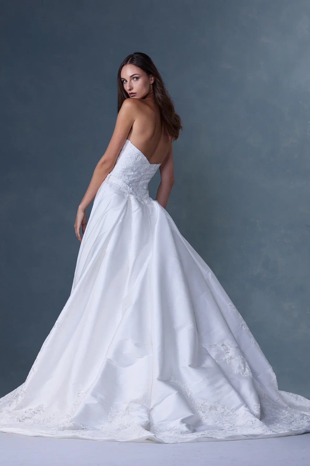 Strapless Fit‑and‑Flare Gown With Lace Appliqués by Heritage by Ines Di Santo — image 2 of 2